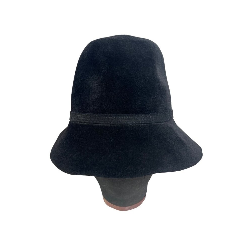 Vintage Otto Lucas Junior Black Wool Cloche Hat Made In England NWOT - Picture 2 of 7